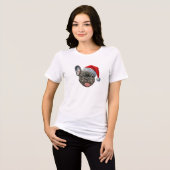 FRENCHIE french bulldog santa hat merry christmas トライブレンドTシャツ (正面全面)