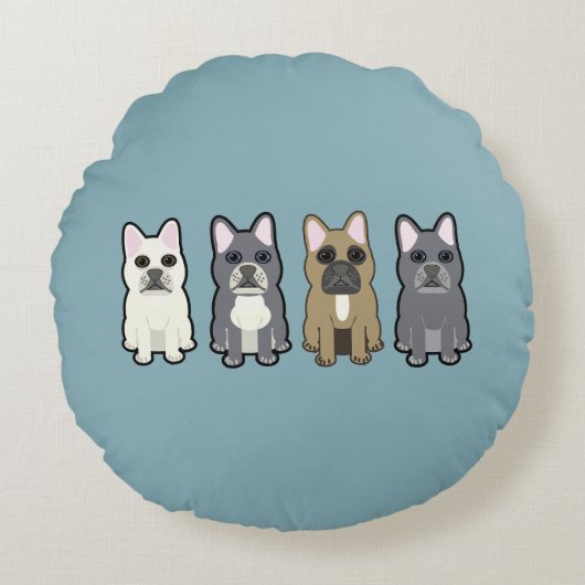 Frenchie Friends ラウンドクッション (正面)