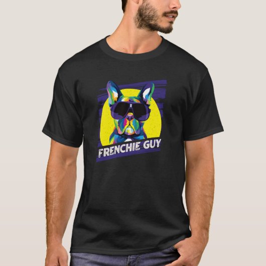 Frenchie Guy Dog Dad Humor Fur Dad French Bulldog  Tシャツ (正面)