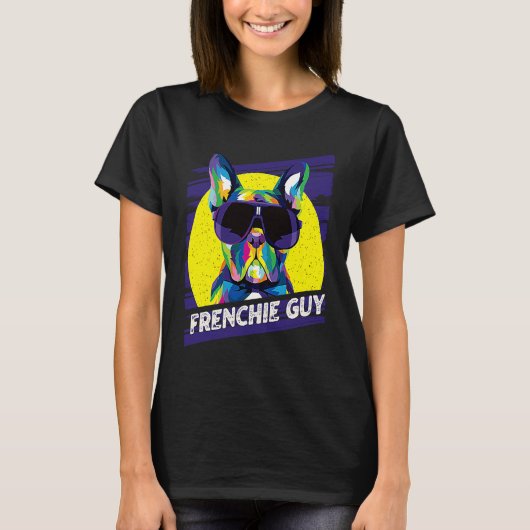 Frenchie Guy Dog Dad Humor Fur Dad French Bulldog Tシャツ (正面)