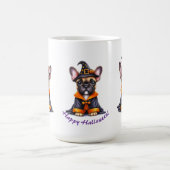 Frenchie Halloween Purple Robe Witchy Hat コーヒーマグカップ (中央)