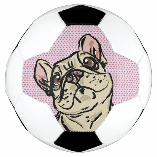 Frenchie Hearts サッカーボール (正面)