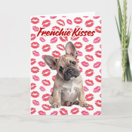 Frenchie Kisses French Bulldog Valentines Day Card シーズンカード