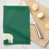 Frenchie Lover Green キッチンタオル (四つ折り)
