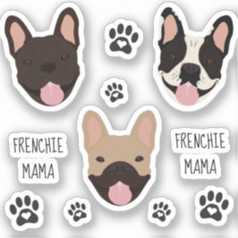 Frenchie Mama Bulldogs フランスの Paw Print シール