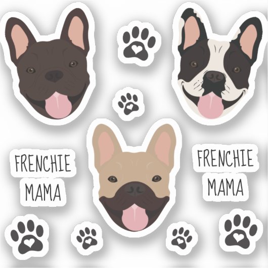 Frenchie Mama Bulldogs フランスの Paw Print シール (正面)