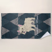 Frenchie Mom ビーチタオル (正面)