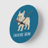 Frenchie Mom ラウンド壁時計 (傾斜)
