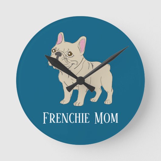 Frenchie Mom ラウンド壁時計 (正面)