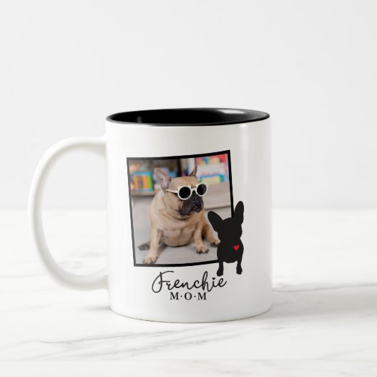 Frenchie Mom Coffee Mugあなたの写真を追加 ツートーンマグカップ (左)