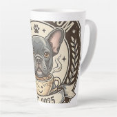 Frenchie Mom Coffee Powered Vintage Design カフェラテマグ (右アングル)