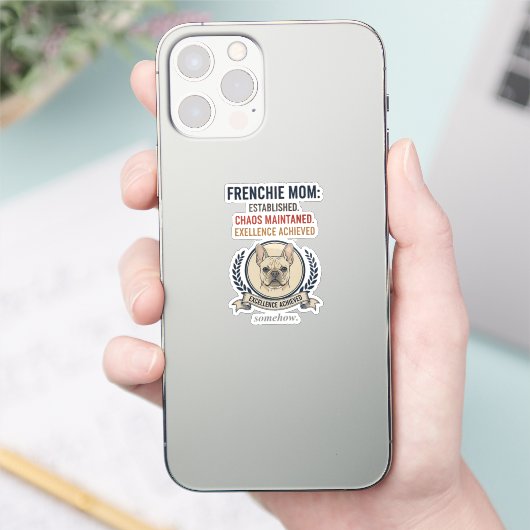 Frenchie Mom Established Chaos Maintained Design シール (スマートフォン)