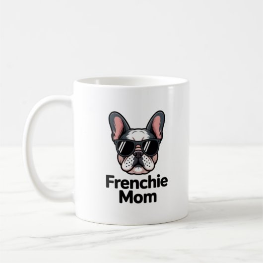 Frenchie Mom French Bulldog Sunglasses Bold Coffee コーヒーマグカップ (左)
