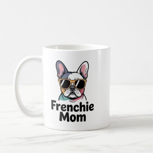 Frenchie Mom French Bulldog Sunglasses Funny Coffe コーヒーマグカップ (左)