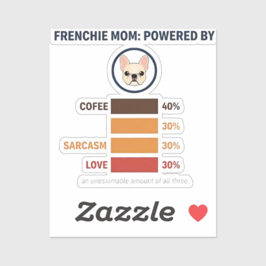 Frenchie Mom Powered By Coffee Love Sarcasm シール (シート)