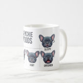 Frenchie Moods Funny French Bulldog Design コーヒーマグカップ (正面右)