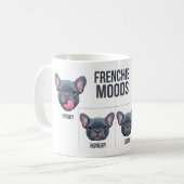 Frenchie Moods Funny French Bulldog Design コーヒーマグカップ (正面左)