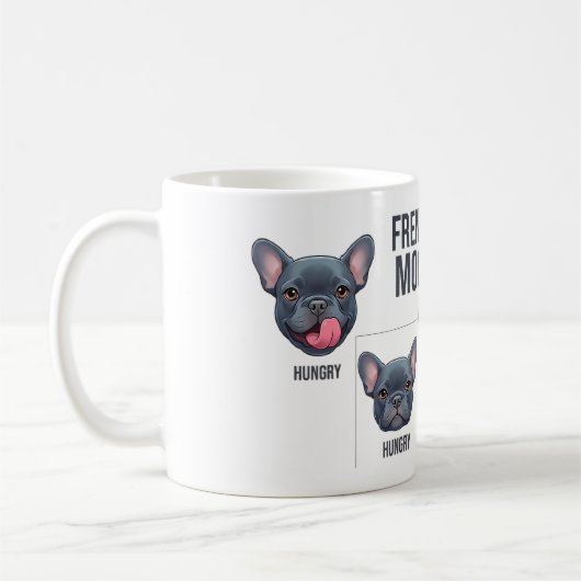 Frenchie Moods Funny French Bulldog Design コーヒーマグカップ (左)
