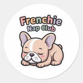 Frenchie Nap Club Cute Sleeping French Bulldog Sti ラウンドシール