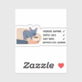 Frenchie Napping Coffee Cold Funny French Bulldog シール (シート)