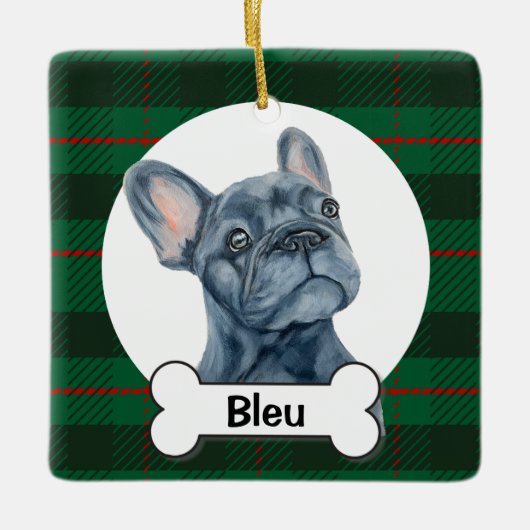 Frenchie Ornament, French Bulldog  セラミックオーナメント (正面)