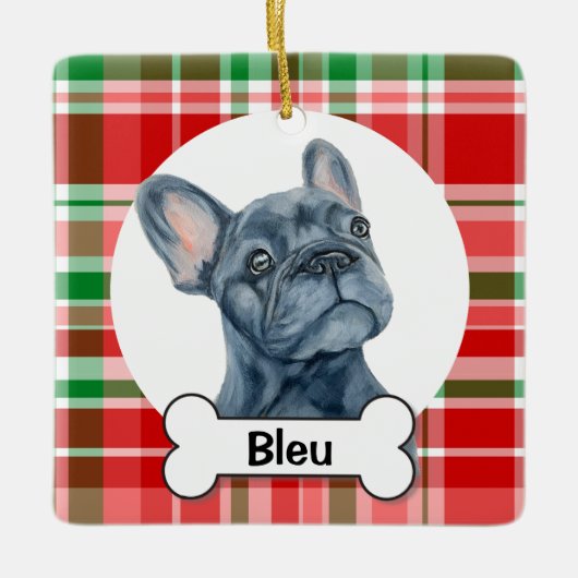 Frenchie Ornament, French Bulldog  セラミックオーナメント (正面)