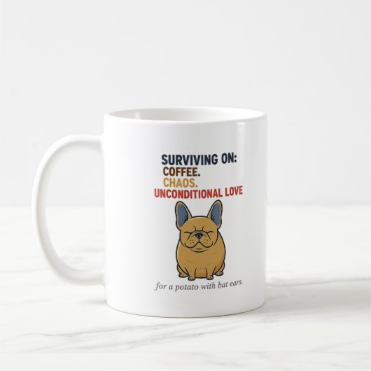 Frenchie Potato Coffee Chaos Love Funny Dog Mom コーヒーマグカップ (左)