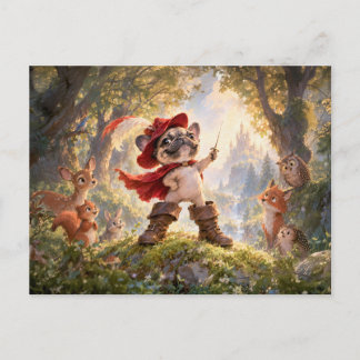 Frenchie Puss in Boots Forest Hero ポストカード