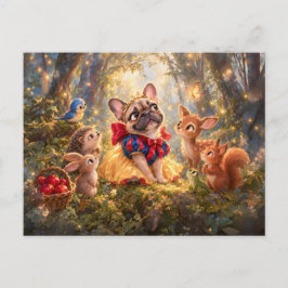 Frenchie Snow White Forest Companions Scene ポストカード
