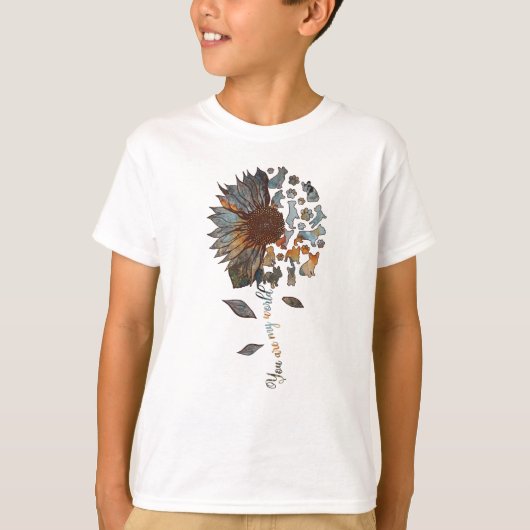 Frenchie Sunflower You Are My World愛犬家 Tシャツ (正面)