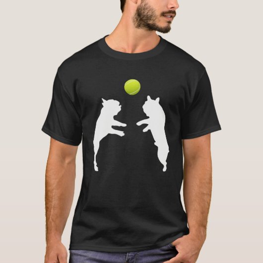 Frenchie Tennis French Bulldog Puppy Playing Ball Tシャツ (正面)