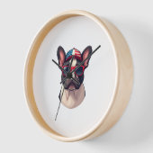 Frenchie Wearing USA Colors (3) 壁時計 (傾斜)