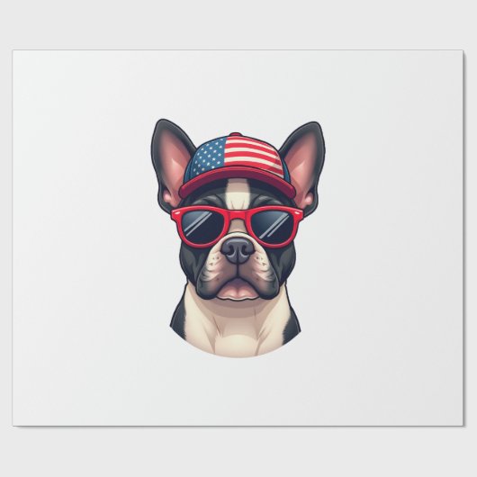 Frenchie Wearing USA Colors (4) ラッピングペーパー (フラット)
