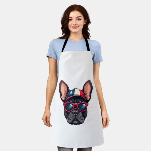 Frenchie Wearing USA Colors (5) エプロン (着用した状態)