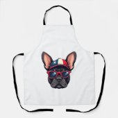 Frenchie Wearing USA Colors (5) エプロン (正面)