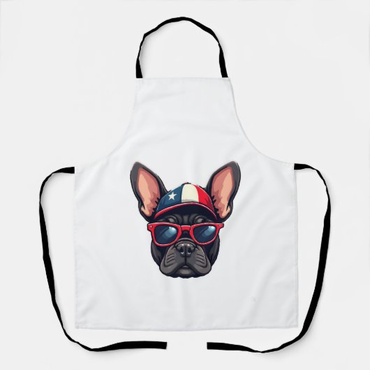 Frenchie Wearing USA Colors (5) エプロン (正面)