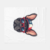 Frenchie Wearing USA Colors (5) フリースブランケット (正面(横))