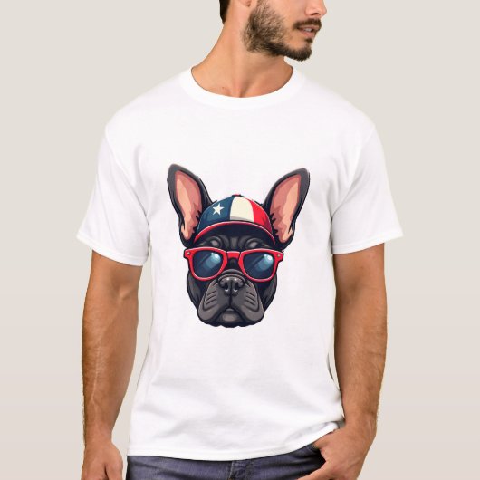 Frenchie Wearing USA Colors (5) Tシャツ (正面)