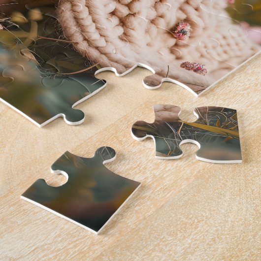 Frenchie With Butterfly In Spring ジグソーパズル (側面)