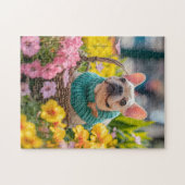 Frenchie With Easter Basket ジグソーパズル (横)