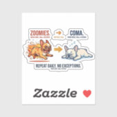 Frenchie Zoomies Coma Repeat Funny Dog Sticker シール (シート)