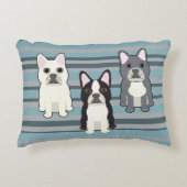 Frenchies Blue Striped アクセントクッション (正面)