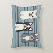 Frenchies Blue Striped アクセントクッション (正面(垂直))