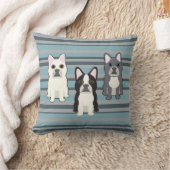 Frenchies Blue Striped クッション (ブランケット)