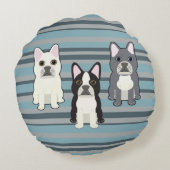 Frenchies Blue Striped ラウンドクッション (裏面)