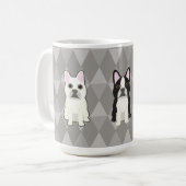 Frenchies Gray Diamonds コーヒーマグカップ (正面左)