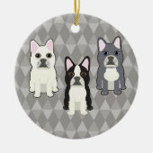 Frenchies Gray Diamonds セラミックオーナメント (正面)