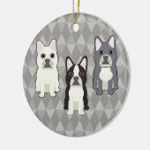 Frenchies Gray Diamonds セラミックオーナメント (左)