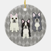 Frenchies Gray Diamonds セラミックオーナメント (裏面)