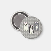 Frenchies Gray Diamonds マグネット (正面/裏面)